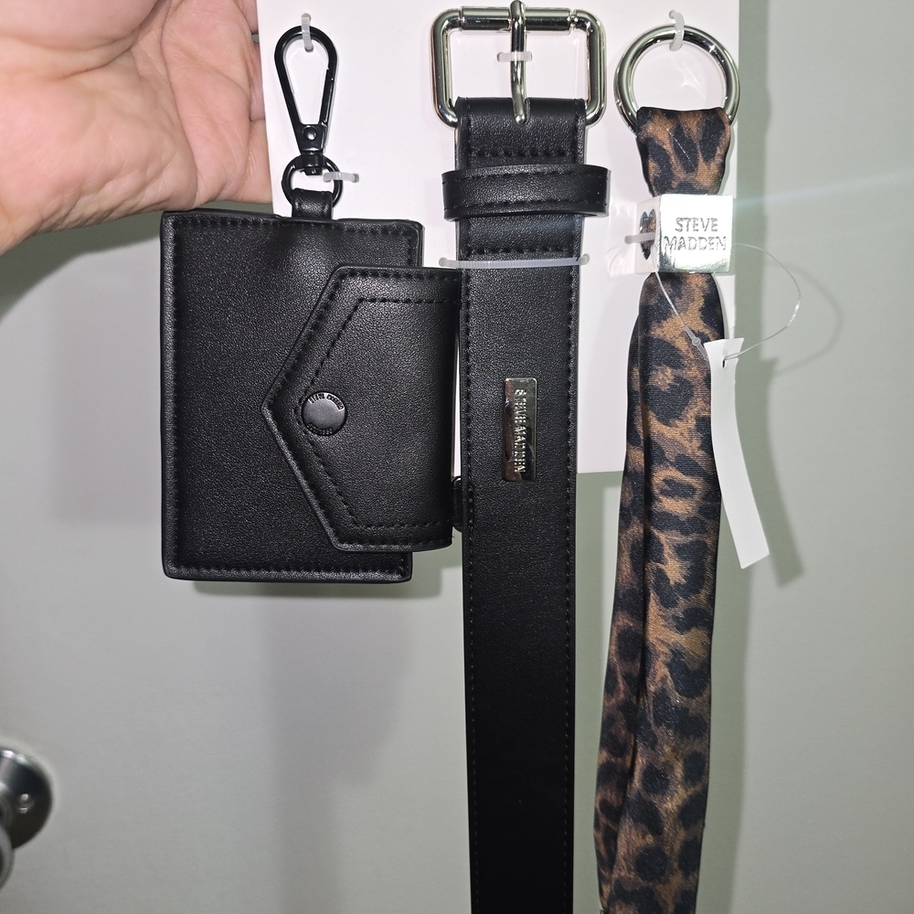 Steve Madden Black Men's Wallet and Belt Set - Picture 1 of 6
